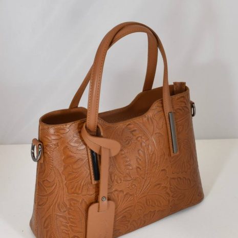 Elegantná vzorová kožená kabelka hnedá