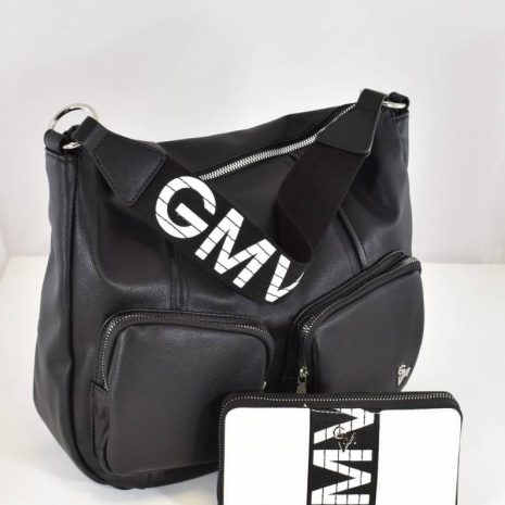 SET kabelka a peňaženka čierno biela GMW