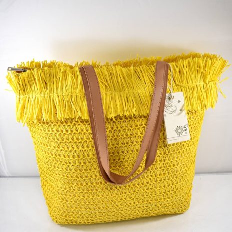 Plážová dámska slamená žltá taška na rameno