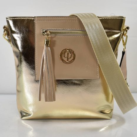 Crossbody dámska zlatá kabelka