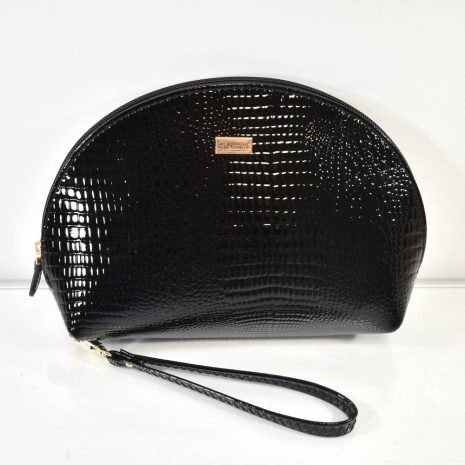 Malá kozmetická kožená taška do kabelky čierna