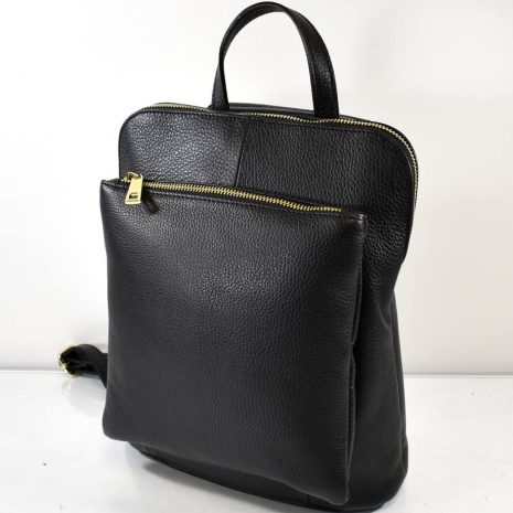 Kožený dámsky elegantný čierny ruksak ITALY