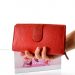 Veľká dámska červená kožená peňaženka