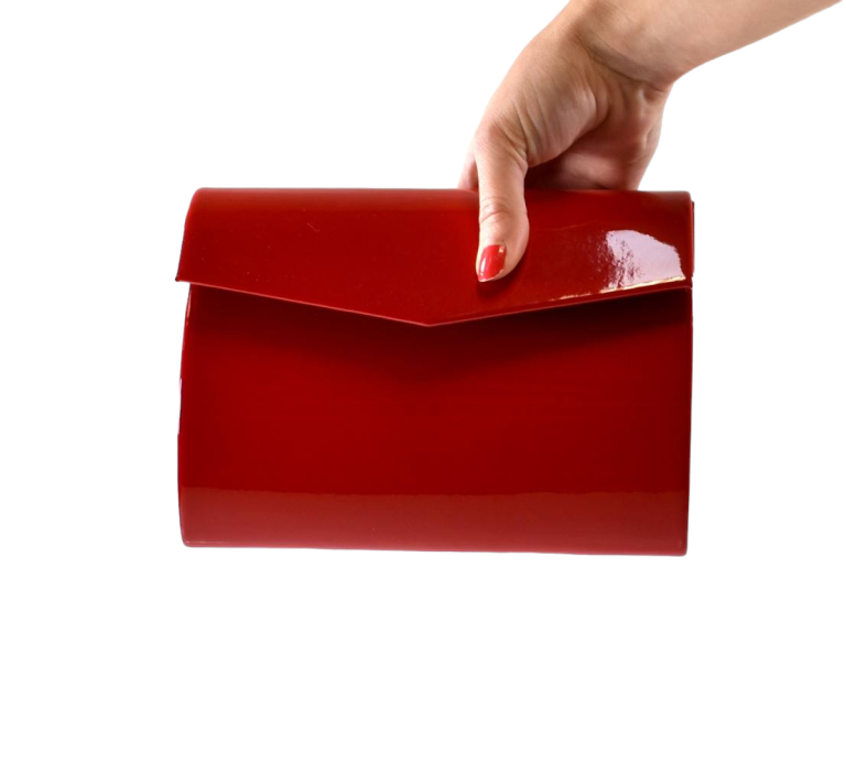 Spoločenská listová lakovaná červená kabelka A109