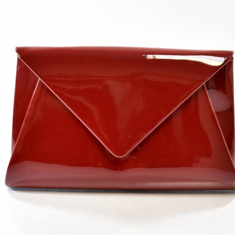 Spoločenská listová lakovaná červená kabelka DIVA