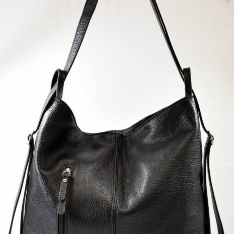 Kožená dámska čierna kabelka a ruksak ITALY