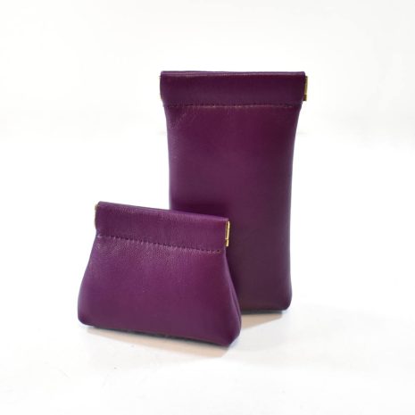 Dámsky kožený fialový set peňaženka+púzdro
