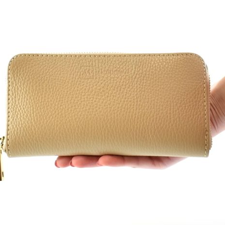 Krémová dámska kožená peňaženka Made in Italy