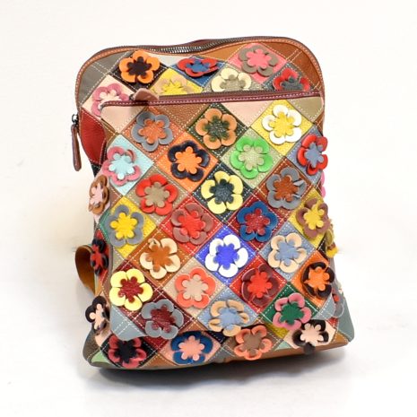 Kožený kvetinkový dámsky ruksak ITALY
