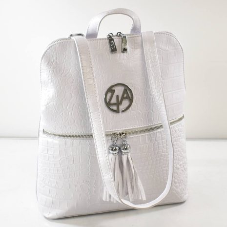 Praktický dámsky biely vzorovaný ruksak ZIA
