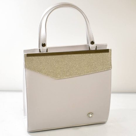 Spoločenská biela kabelka so zlatým VIA55