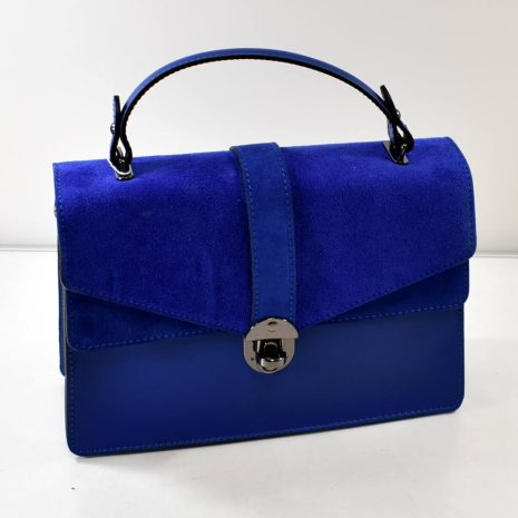 Elegantná dámska kožená modrá kabelka ITALY