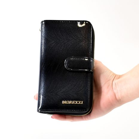 Kožená dámska čierna laková peňaženka MORETTI