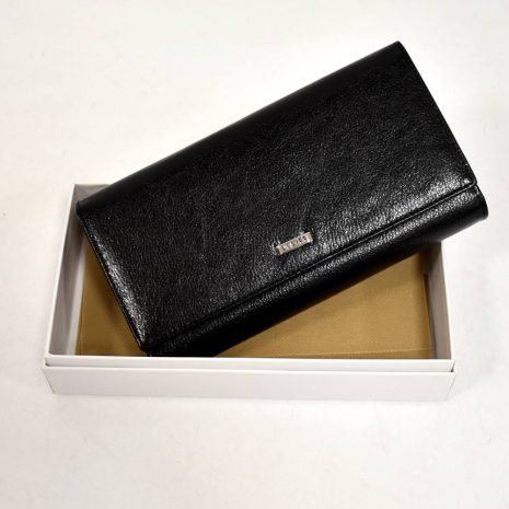 Veľká dámska čierna kožená peňaženka VIA55