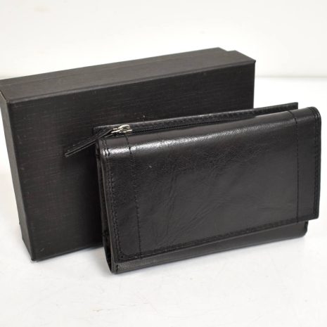 Čierna stredná kožená peňaženka