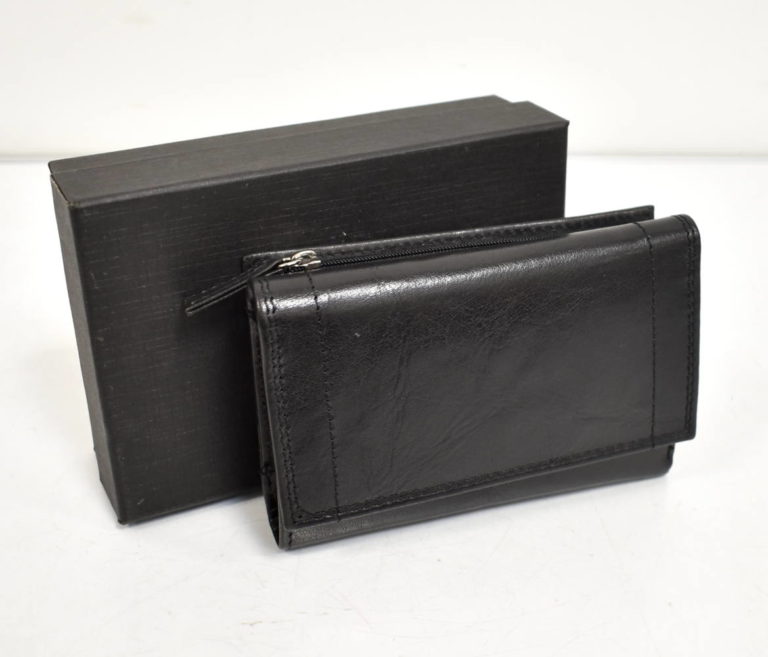 Čierna stredná kožená peňaženka M141