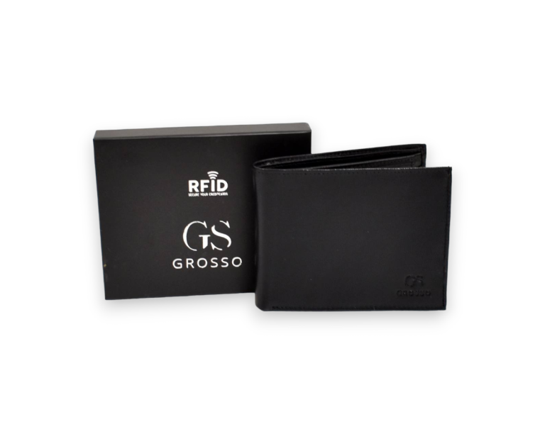 Pánska kožená čierna peňaženka GROSSO GO33