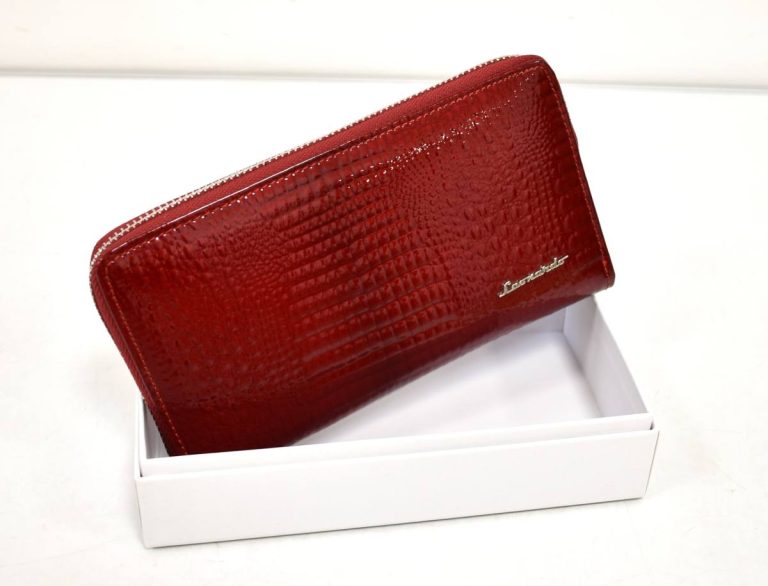 Veľká dámska červená kožená peňaženka L149