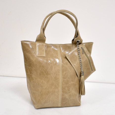 Elegantná shopper taška krémova hnedá
