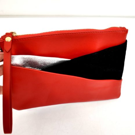 Kozmetická štýlová taška červená kožená