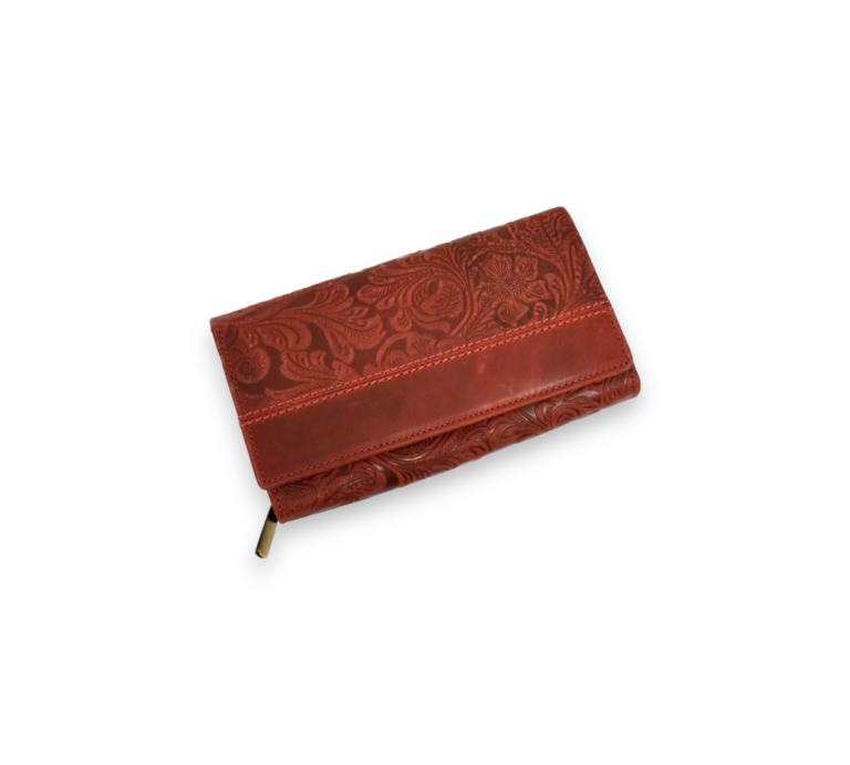 Kožená vzorovaná červená peňaženka L296
