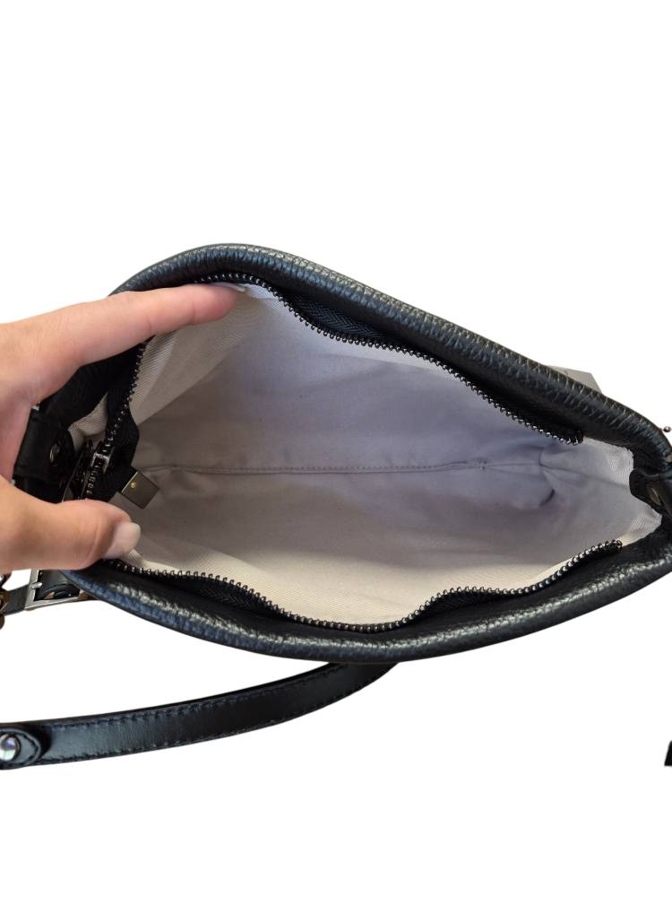 Listová čierna kožená kabelka BAGGER 0069 – Obrázok 4
