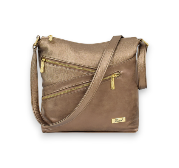 Praktická bronzová crossbody zipsová KAREN K165