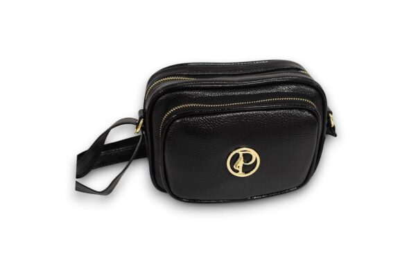 Čierna lakovaná crossbody kabelka PRESTIGE P273