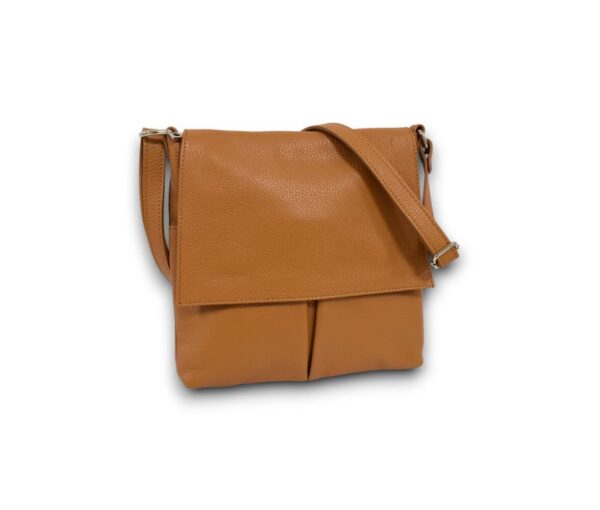 Kožená dámska crossbody camel kabelka ITALY V752