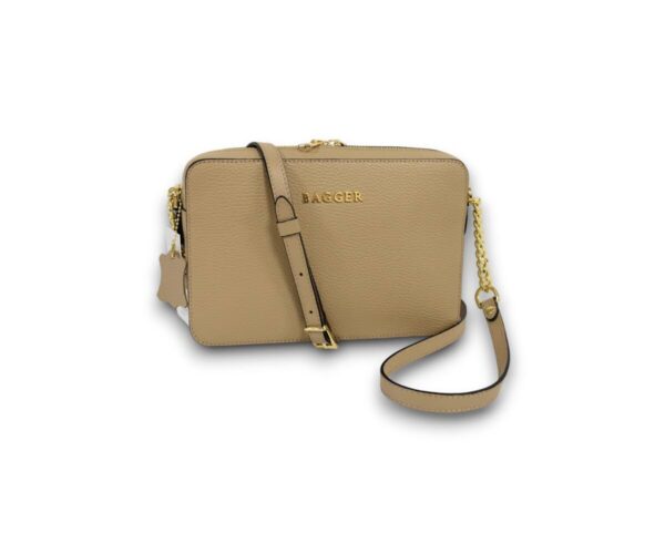 Kožená cappuccino crossbody kabelka BAGGER 0101