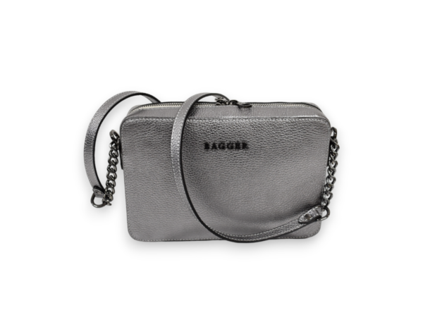 Kožená strieborná crossbody BAGGER 0101 - Image 2