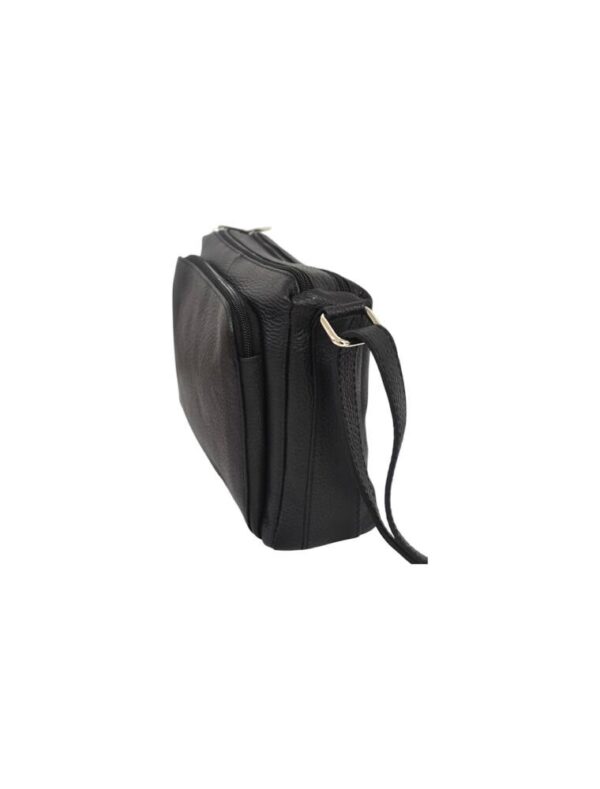 Praktická kožená čierna crossbody ITALY V990 - Image 2