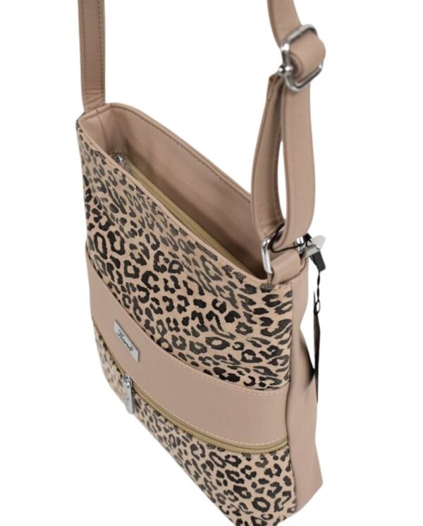 Béžová dámska crossbody kabelka leopardí vzor KAREN K649 - Image 4