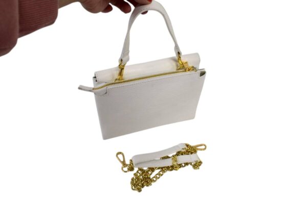 Kožená crossbody biela kabelka 3v1 ITALY V884 - Image 6