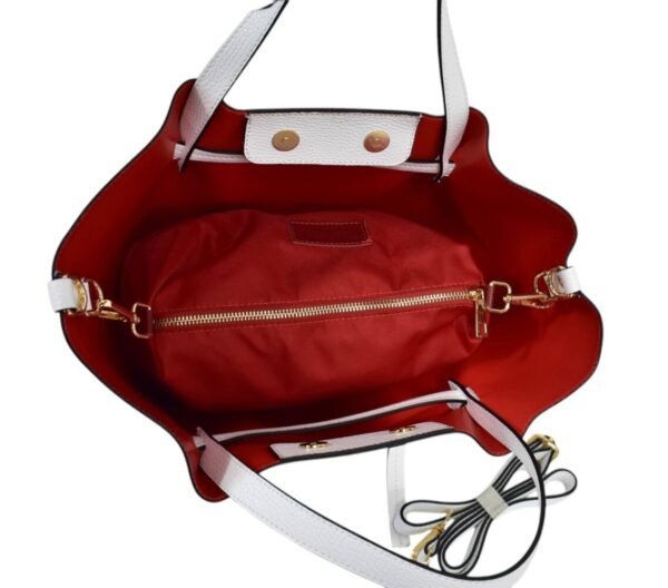 Dámska shopper kožená biela kabelka ITALY V870 - Image 4