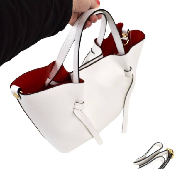 Dámska shopper kožená biela kabelka ITALY V870 - Image 2
