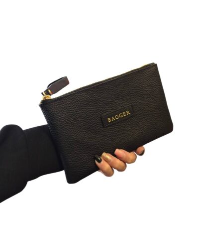 Čierna kožená kozmetická taška BAGGER 0140-2
