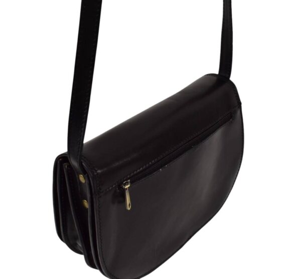 Dámska retro kožená crossbody čierna kabelka V597 - Image 3