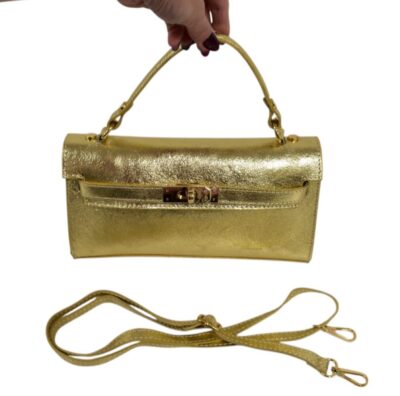 Elegantná zlatá kožená kabelka VALENTINO V125