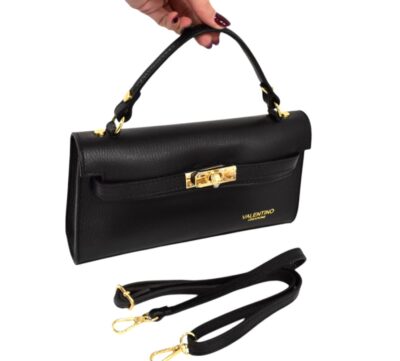 Elegantná čierna kožená kabelka VALENTINO V125