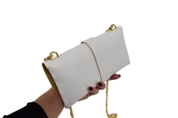 Kožená biela listová crossbody kabelka ITALY V551 - Image 5