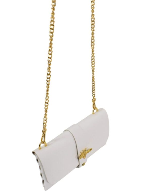 Kožená biela listová crossbody kabelka ITALY V551 - Image 4