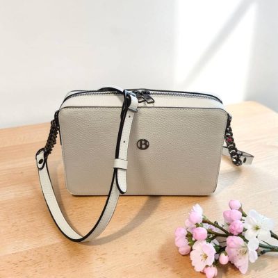 Crossbody kožená biela kabelka BAGGER 0101