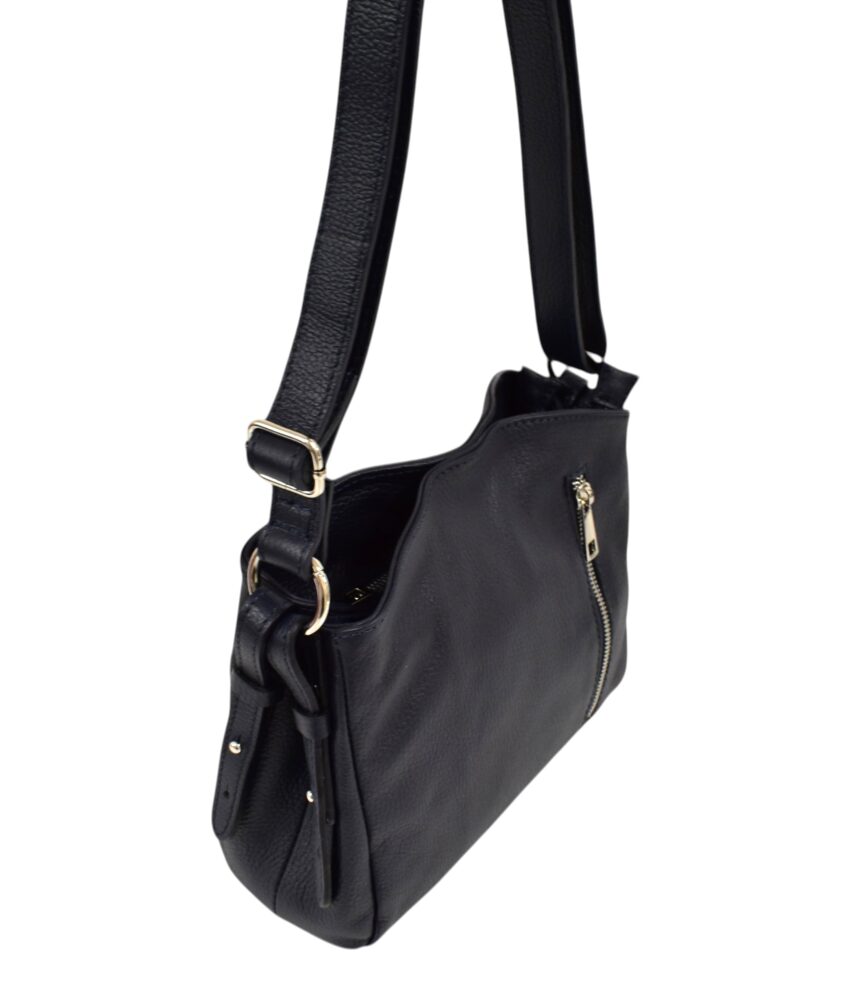 Dámska kožená modrá crossbody kabelka ITALY V123 – Obrázok 4
