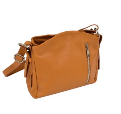 Dámska kožená crossbody kabelka camel ITALY V123