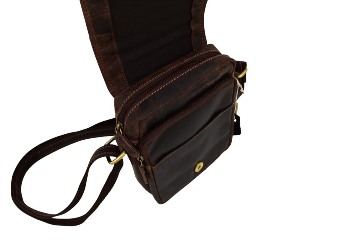 Pánska crossbody kožená hnedá kabelka ITALY 808 – Obrázok 6