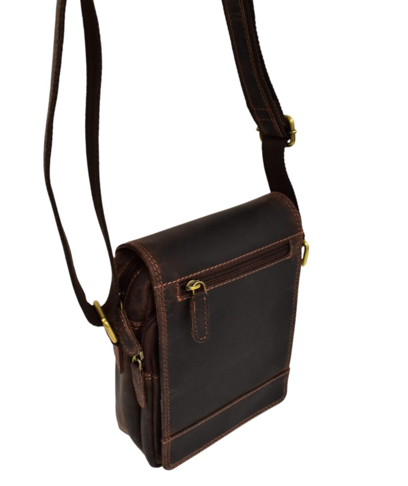 Pánska crossbody kožená hnedá kabelka ITALY 808 – Obrázok 3