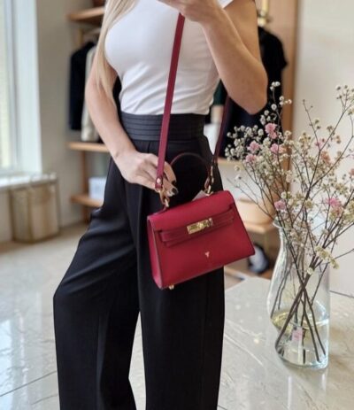 Kožená malá bordová kabelka do ruky BAGGER 0192