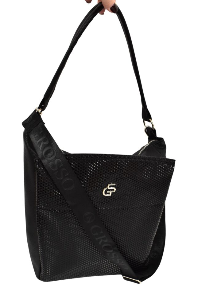 Dámska crossbody čierna kabelka GROSSO GS54 – Obrázok 4