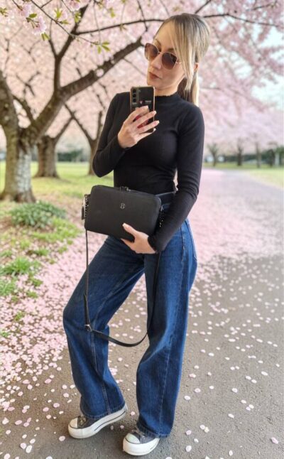 Kožená čierna crossbody kabelka BAGGER 0101